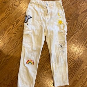 COPY - PAC SUN white high waisted carpenter jeans